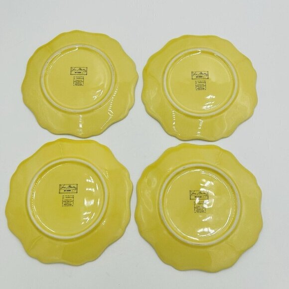 (4) Vera Bradley Sadek SUNFLOWER Salad Dessert Plate 8.25" J. Willfred Yellow - Picture 6 of 7
